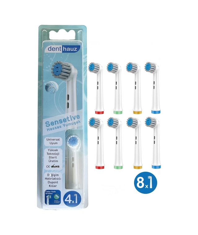 Sensetive - Ekstra Yumuşak Oral B Şarjlı Diş Fırçası Yedek Başlığı - 8 Adet Yedek Başlık