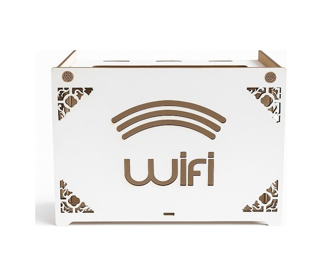 Wi-fi Modem Kutusu Mdf Beyaz Ahşap Dekoratif Kutu Kablo Gizleyici, Duvar Tipi Router Kutusu, Şık Tasarım