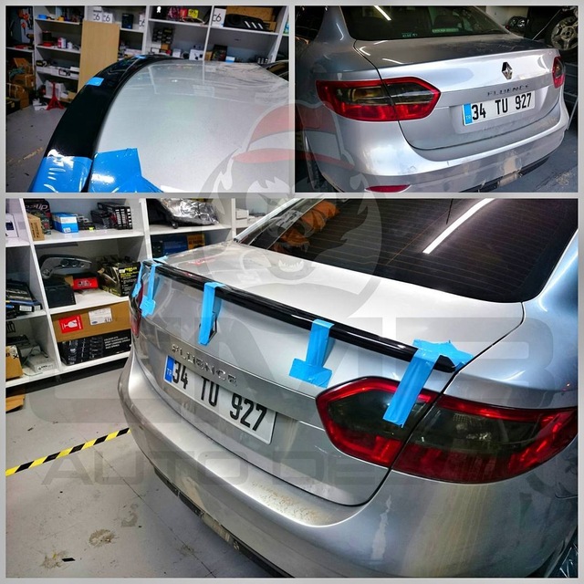 Renault Fluence Bagaj Üstü Spoiler Spoyler Boyalı Parlak Siyah