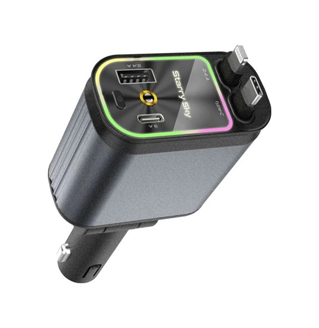 4 Ü 1 Arada Çift Usb Bağlantı Çakmaklık, Type-c Hızlı Şarjlı 66w,geri Çekilebilir Araç Telefon Şarj Cihaz Renk