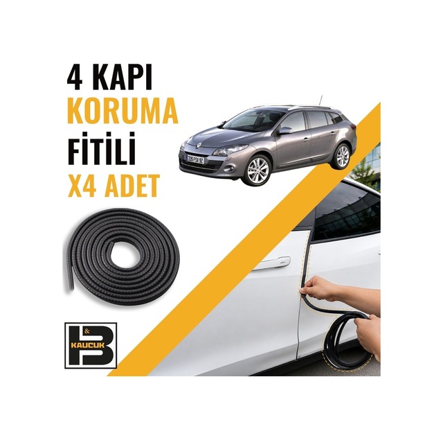 Renault Megane 3 Station Wagon Kapı Koruma Fitili-4 Kapı-siyah-bm2173