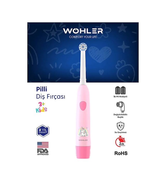 Wohler Çocuk Pilli Diş Fırçası +3 Yaş Pembe