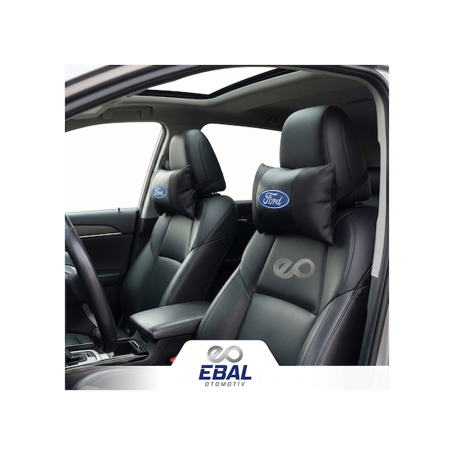 Ford Logolu Oto Koltuk Boyun Yastığı 2 Parça Tüm Modeller İçin Uygundur Siyah