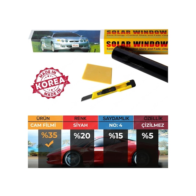 Çizilmez Oto Cam Filmi 50Cm X 6M Açık Siyah - Light Black %35