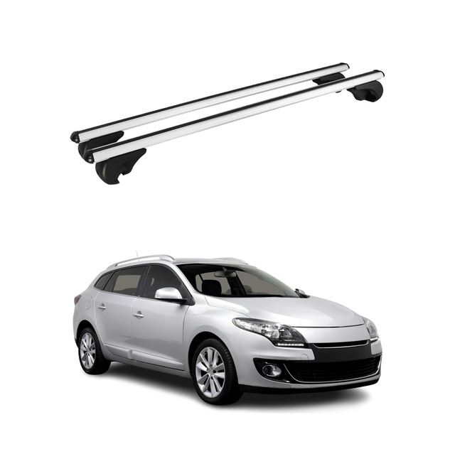 Renault Megane Iıı Grandtour 2009-2016 Arası Uyumlu Port Bagaj Taşıyıcı Ara Atkı Alüminyum Gümüş 2 Parça