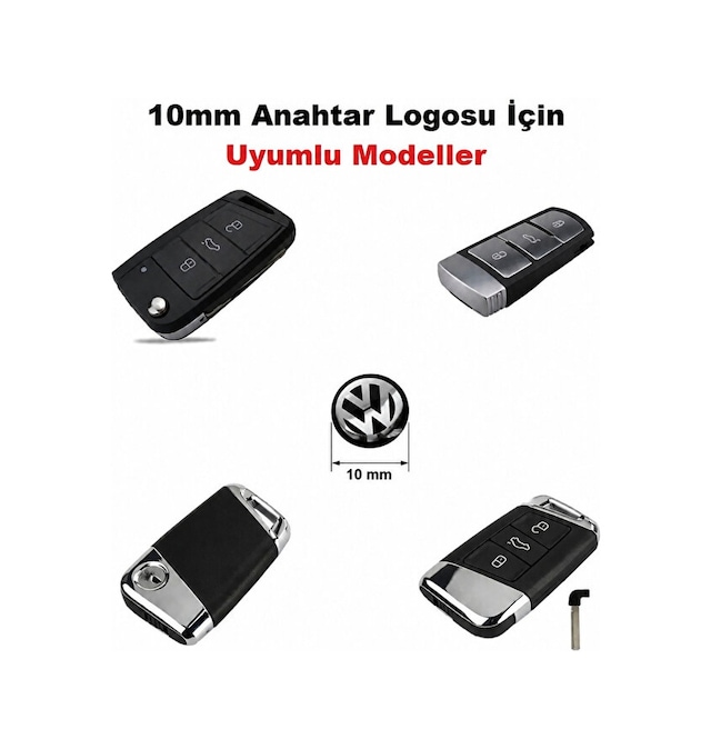 10 Mm Vw Golf Jetta Polo Için 2 Adet Araç Anahtar Logo Amblemi