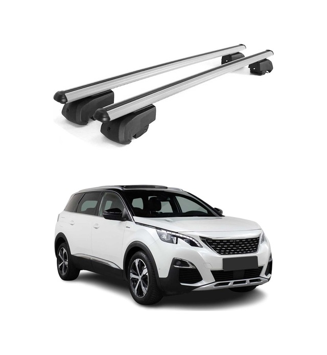 Peugeot 5008 Iı 2017-2024 Arası Uyumlu Port Bagaj Taşıyıcı Ara Atkı Alüminyum Gümüş 2 Parça