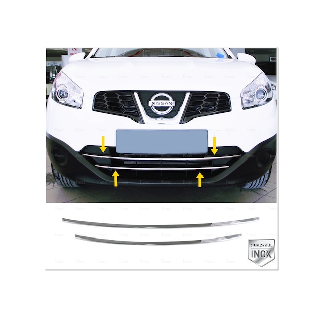 Nissan Qashqai Krom Ön Tampon Çıtası 2 Prç. 2010-2014 P. Çelik