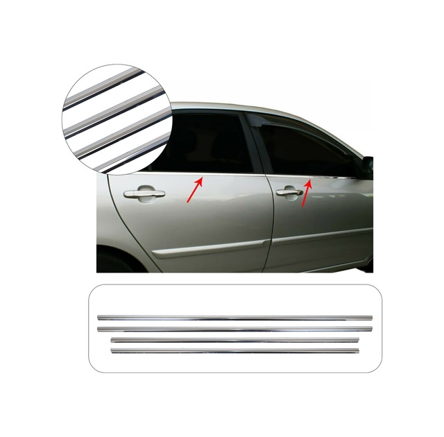 Toyota Corolla Uyumlu 2002-2007 Krom Cam Çıtası 4 Parça Paslanmaz Çelik