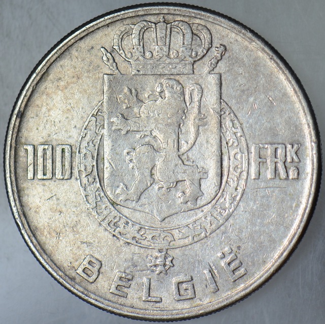 Belçika 100 Frank 1949 Gümüş 18 Gr.