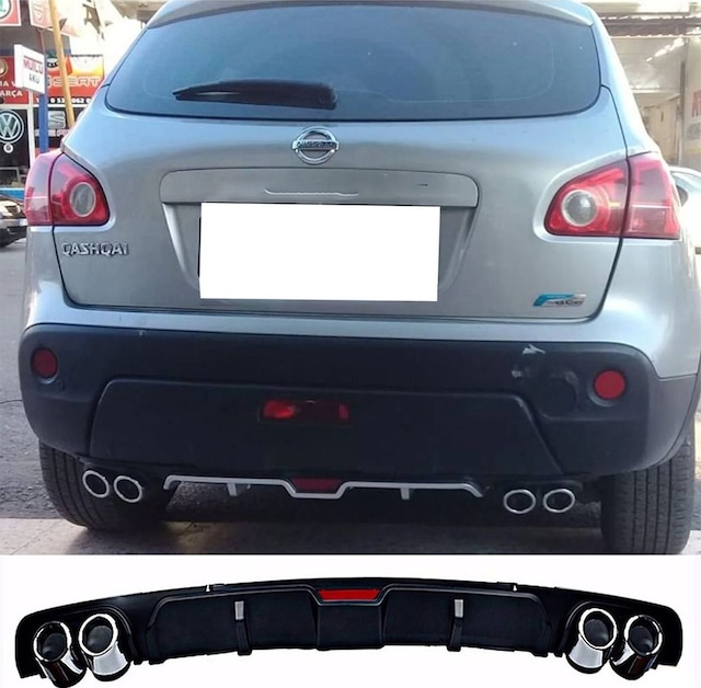 Nissan Qashqai Siyah Difüzör 4 Krom Egzoz Görünümlü Difizör Arka Ek Body Kit