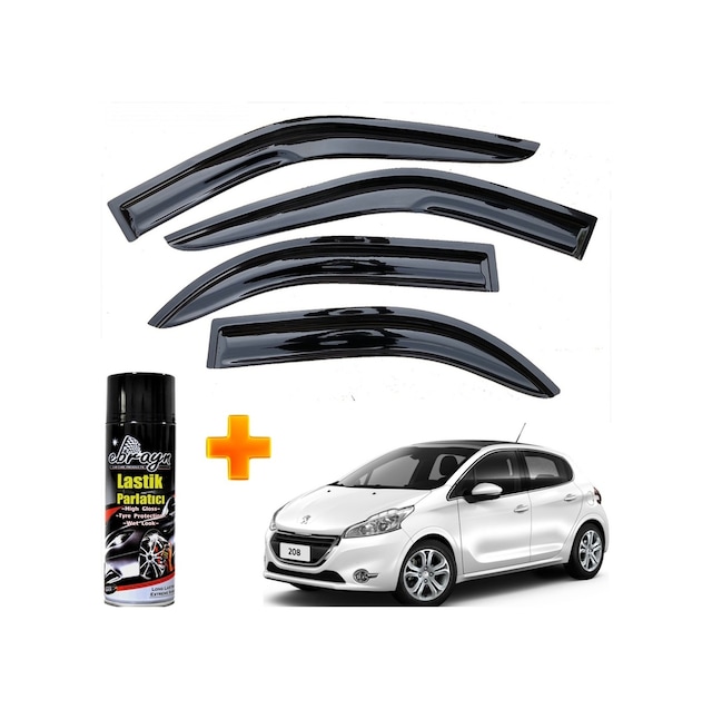 Peugeot 208 Mügen Cam Rüzgarlığı 2012 - 2019 Arası 4 Lü Takım +500ml Lastik Parlatıcı