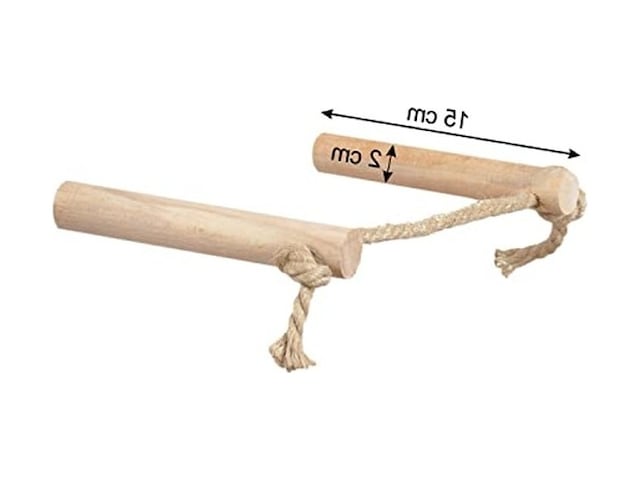Jüt Halatlı Ağaç İpli Kuş Tüneği, 2'li Set, 15 Cm Boy