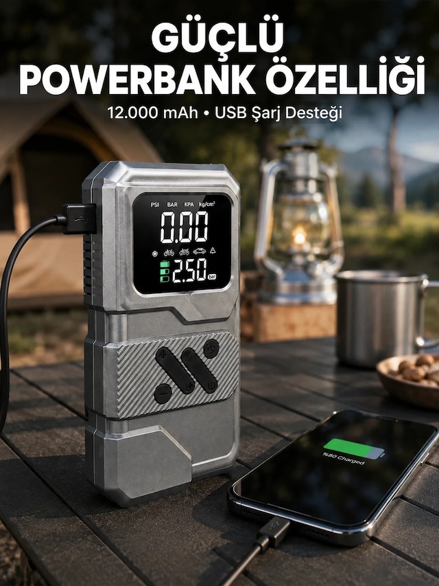 Ers Led Işıklı Akü Takviye Ve Lastik Şişirme Cihazı