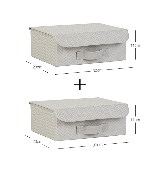 2'li Gri Balıksırtı Kapaklı Kutu Set 30 X 23 X 11 Cm