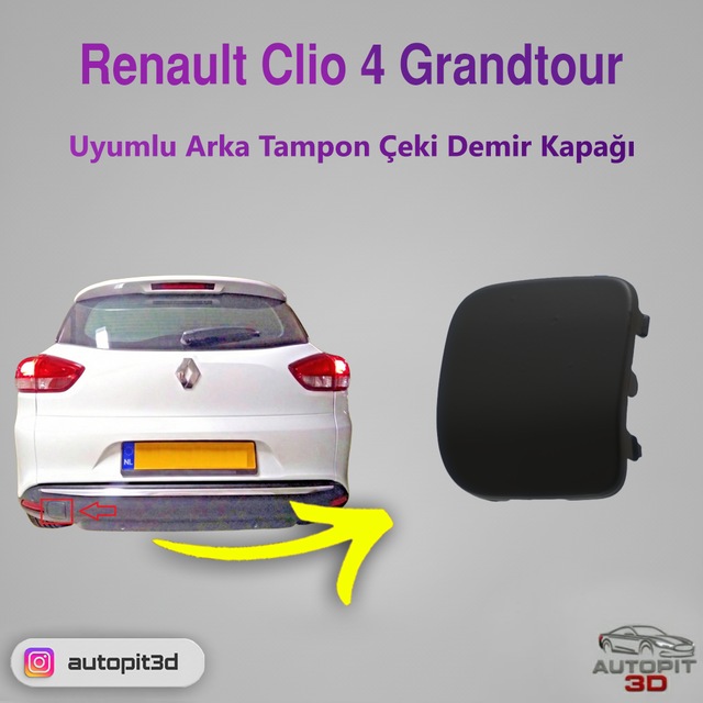 Renault Clio 4 Grandtour Uyumlu Arka Tampon Çeki Demiri Kapağı