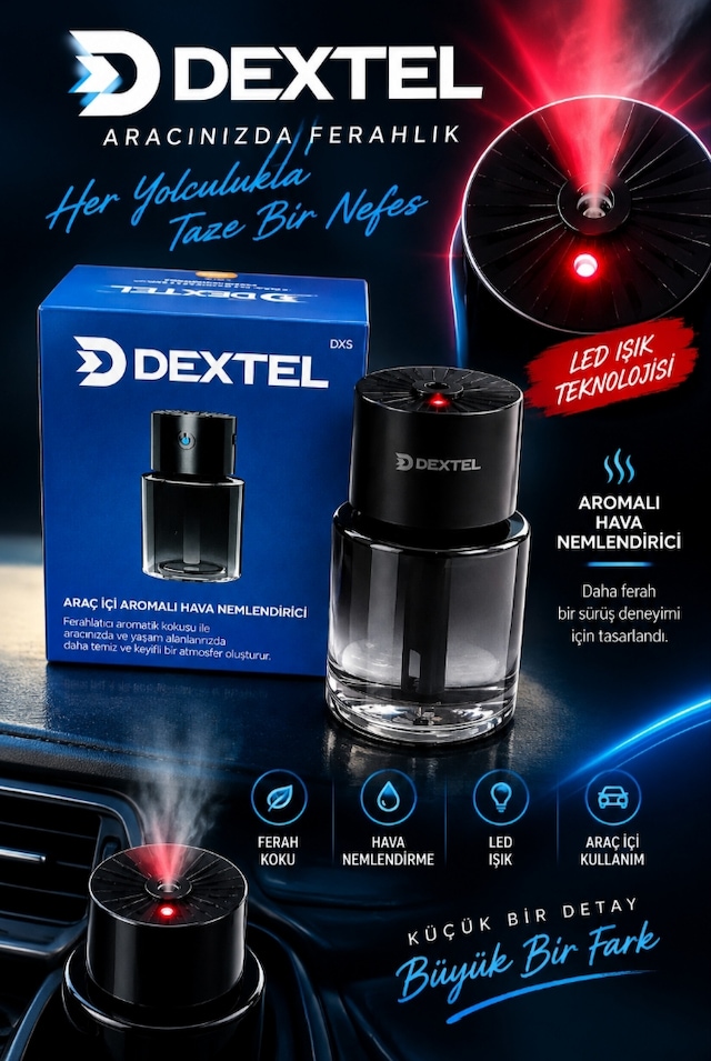 Dextel - Şarjlı Araç İçi Aroma Difüzörü - Hava Nemlendirici - Lazerli Tavan Ambians Aydınlatmalı - Oda Ve Oto Parfümü 001