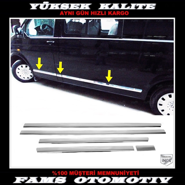 Vw T5 Transporter Krom Yan Kapı Çıtası 5 Prç 2003-2015 Kısa Şase