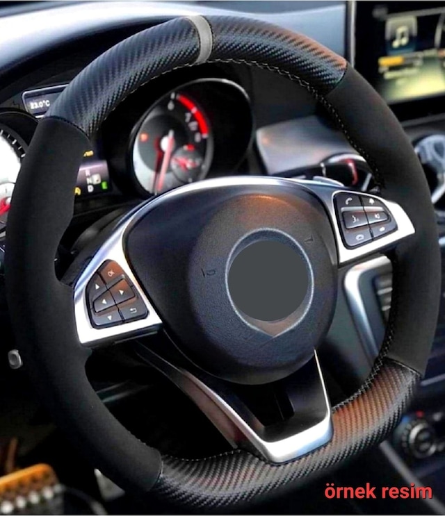 Opel Vectra A Uyumlu Alkantara-karbon Dikmeli Direksiyon Kılıfı Gri Yüzüklü