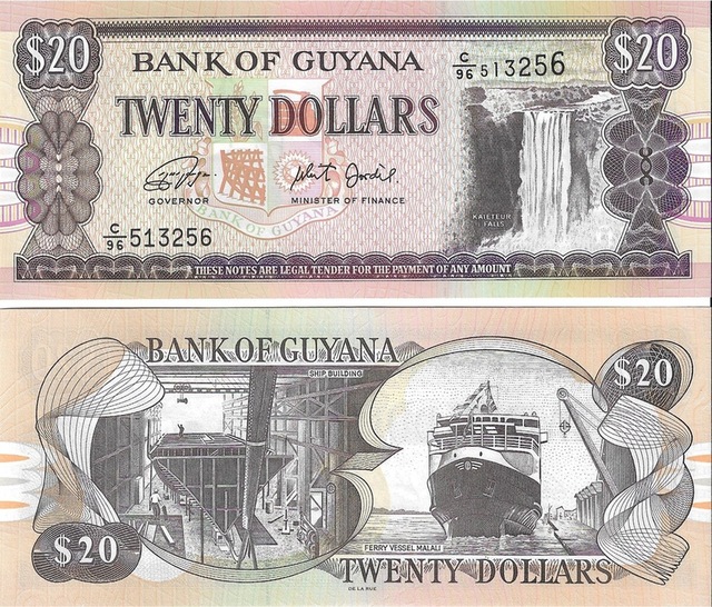 Guyana 2018 Yılı 20 Dolar Yabancı Kağıt Para Çil Unc Koleksiyon Para