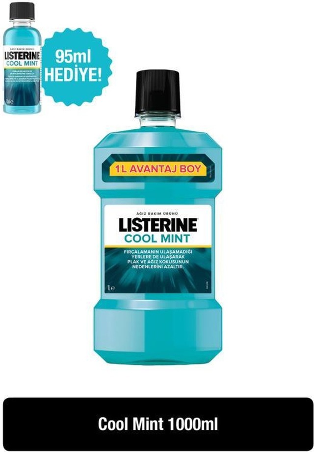 Listerine Coolmint 1000 ML + Listerine Mouthwash-Coolmınt 95 ML