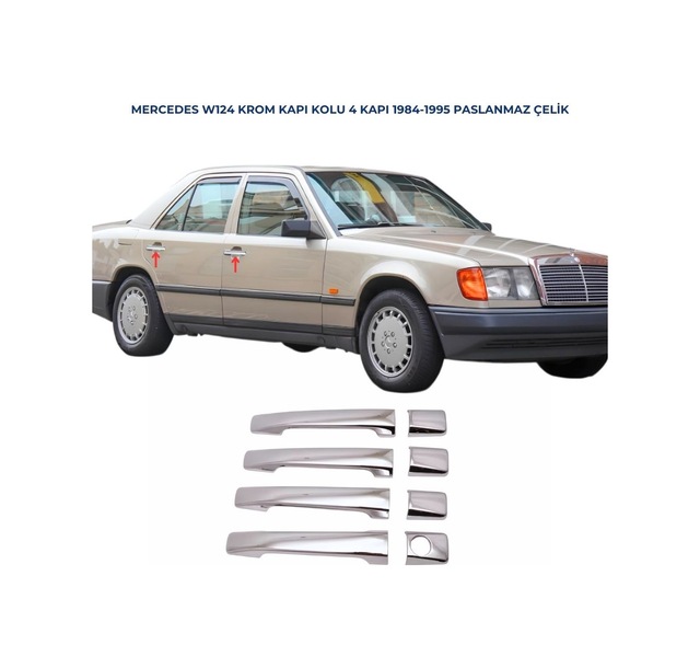 Ebal Otomotiv Mercedes E Klasse W124 Krom Kapı Kolu 4 Kapı 1984-1995 P.Çelik