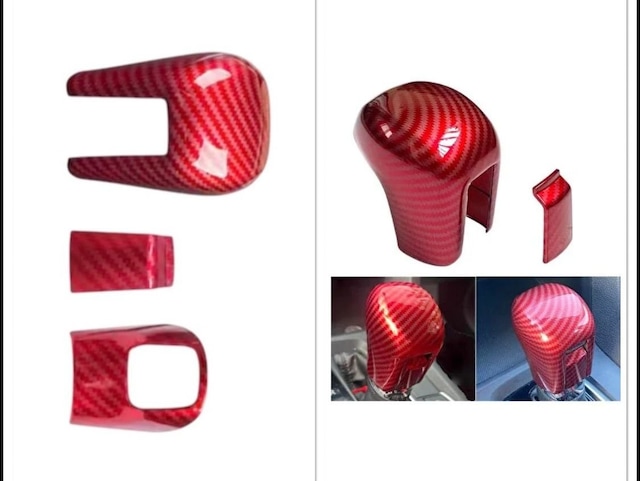 Honda Civic Fc5 / Fk7 Karbon Fiber Kırmızı Renk Vites Topuzu Kaplama Koruma 3'li Set
