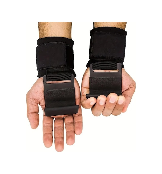Valkyrie 2 Adet Ağırlık Kaldırma Kancası Tutma Yardımcısı Bar Fitness Bilekliği Lifting Hooks Straps Siyah