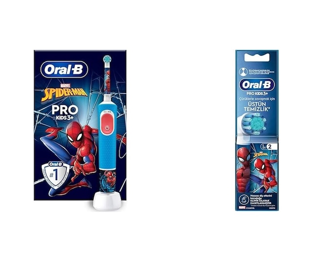 Ayrex Oral-b Çocuk Şarjlı/elektrikli Diş Fırçası Spiderman D103 + Oral-b Çocuk İçin Spiderman Şarjlı Diş F Diğer