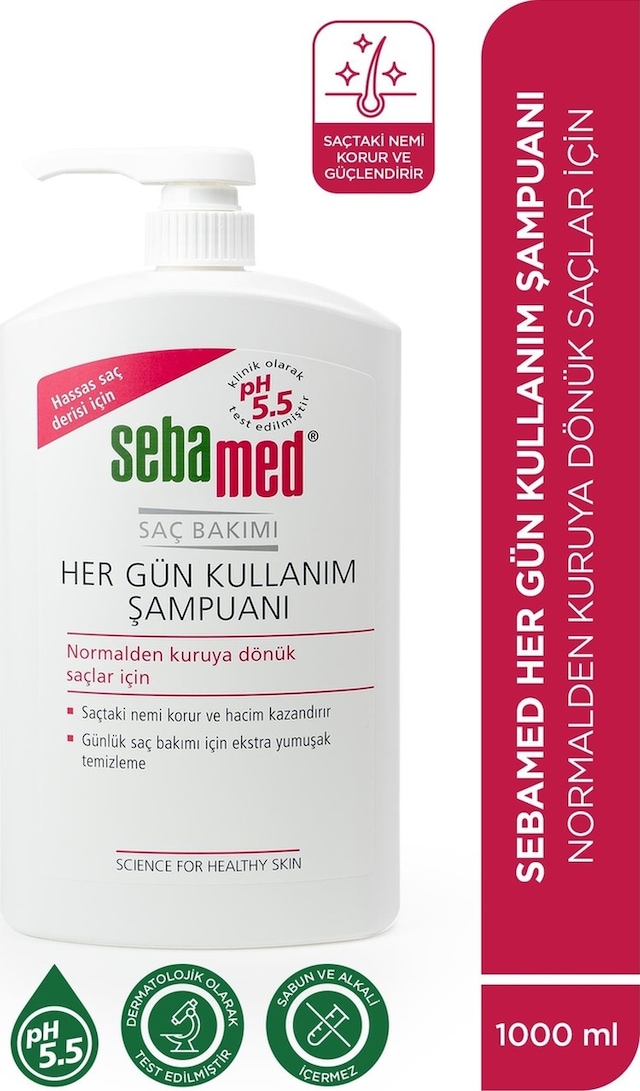 Sebamed Besleyici Onarıcı Kuru ve Hassas Saç Tipine Özel Her Gün Kullanım Günlük Saç Bakım Şampuanı 1000 ML