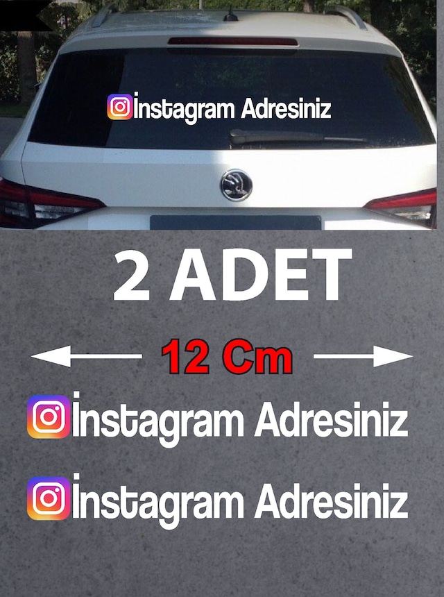 Kişiye Özel İnstagram Sticker 2 Adet - Sosyal Medya İnstagram Sticker - Araba Oto Araç Motosiklet Karavan Cam Sticker - 00926 12 Cm