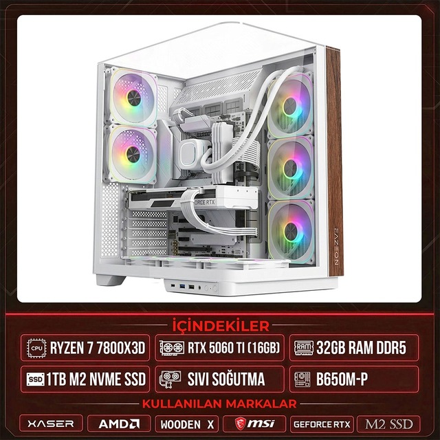 Xaser Wooden X100 Ryzen 7 7800X3D RTX 5060 TI 1TB SSD