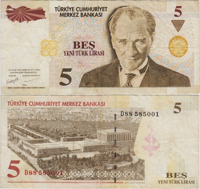 8. Emisyon 5 Ytl D88 Yeni Türk Lirası. Çok Temiz.