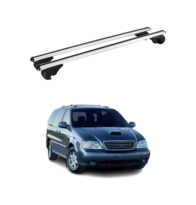 Kia Carnival 1998-2005 Arası Uyumlu Port Bagaj Taşıyıcı Ara Atkı Alüminyum Gümüş 2 Parça
