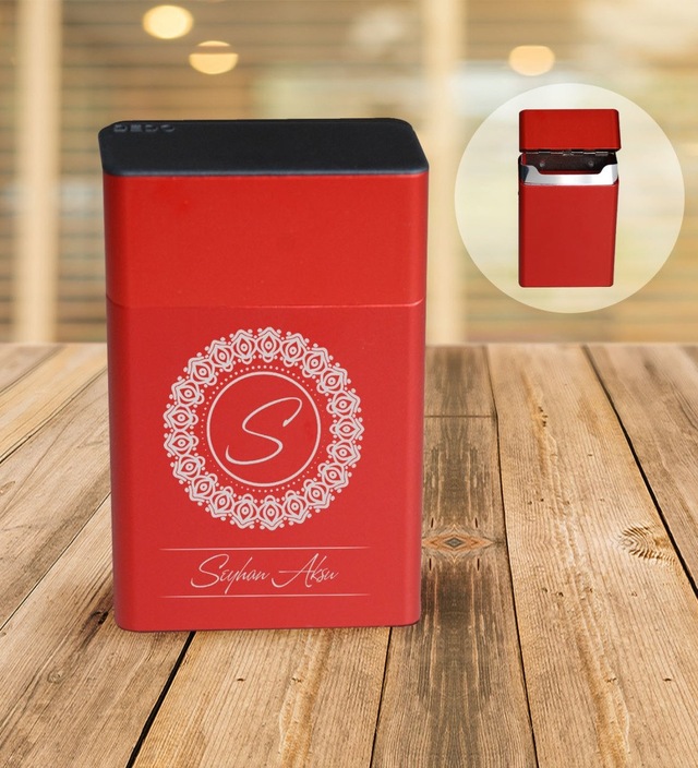 Bk Gift Kişiye Özel İsimli Kırmızı Metal Sigara Tabakası - 2 Siyah