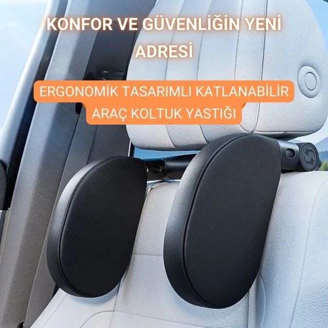 Katlanabilir Ayarlanabilir Suni Deri Araç Yastığı Oto Seyahat Yastığı Araç Boyunluk Oto Yastık