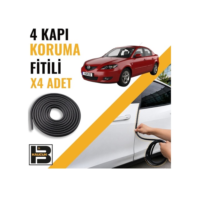 Mazda 3 Sedan 2003-2008 Kapı Koruma Fitili-4 Kapı-siyah-bm2474