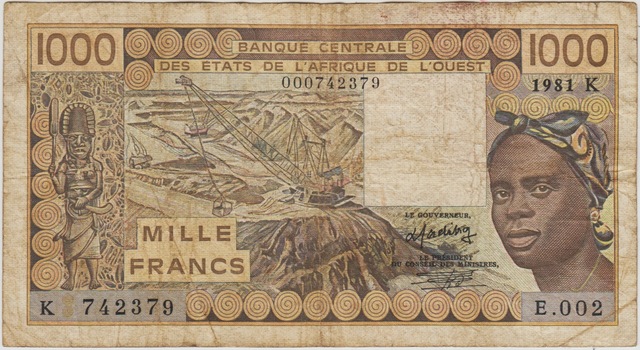Batı Afrika Devletleri 1000 Frank 1981 K Senegal. Temiz+