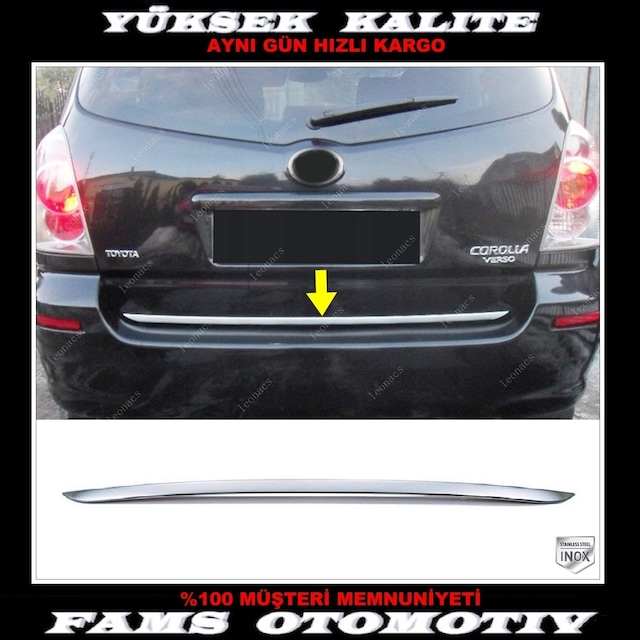 Toyota Verso Paslanmaz Krom Bagaj Alt Çıta 2004-2009 Arası