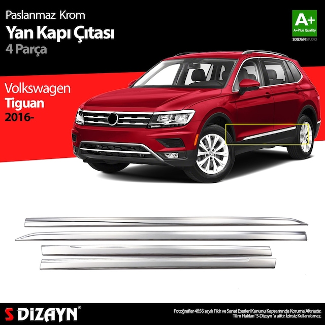 S-dizayn Vw Tiguan Krom Yan Kapı Çıtası 4 Prç. 2016 Üzeri