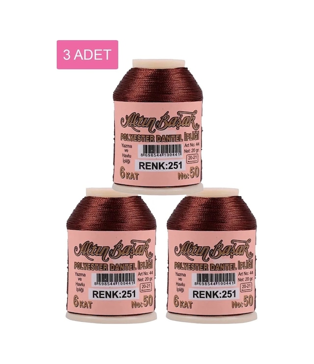 Ers 3 Adet Altınbaşak Oya Ve Dantel İpi 20 Gr - Royaleks - No: 251