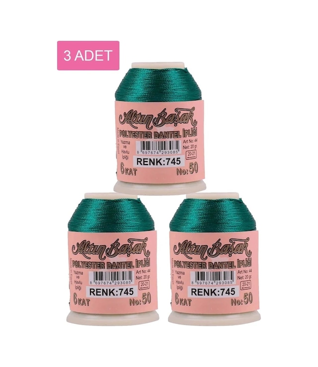 Ers 3 Adet Altınbaşak Oya Ve Dantel İpi 20 Gr - Royaleks - No: 745