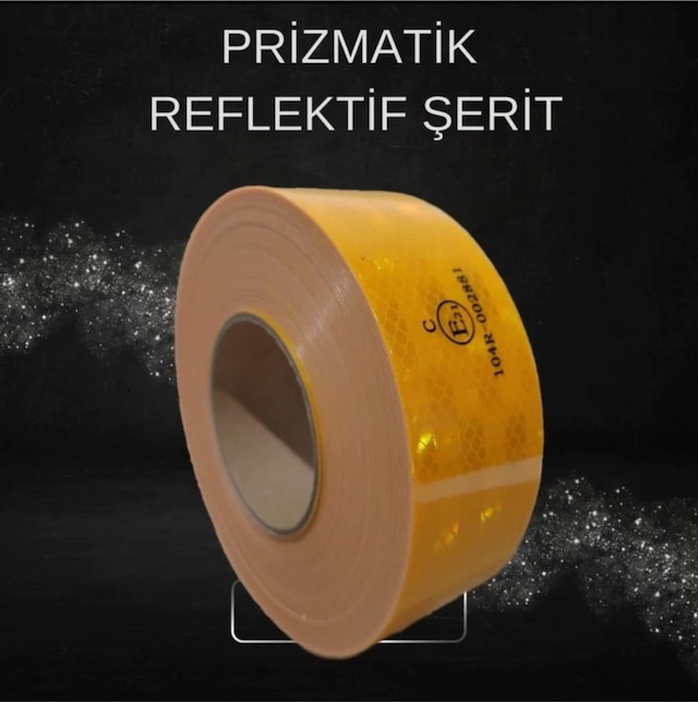 50 Metre 1.kalite Şerit Reflektör Sarı Tüvtürk Muayene Onaylı
