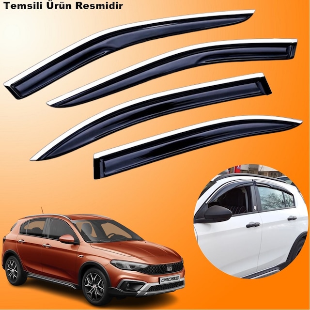 Fiat Egea Cross Mügen Cam Rüzgarlığı Abs Krom Nikelajlı Cam Rüzgarlığı 2020 Sonrası 4 Lü Set