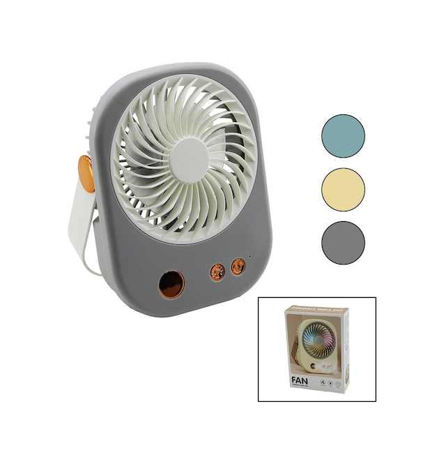 Işıklı Mini Fan Masa Üstü Usb Şarjlı 2in1 Kulp Taşıma - Duruş 3 Kademe Hız 15.5x12cm Bjj-565 5250