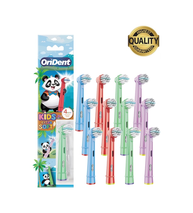 Panda Kids - Çocuklara Özel Oral-b Uyumlu 12 Adet Yedek Başlık Nazik Temizlik Ve Diş Eti Koruması