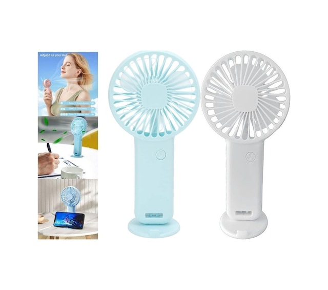 2 Adet Mini Fan,telefon Tutucu,portatif El Vantilatörü Mavi,beyaz 9,3x19cm