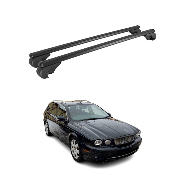 Jaguar X-type Station Wagon 2003-2009 Arası Uyumlu Port Bagaj Taşıyıcı Ara Atkı Alüminyum Siyah 2 Parça