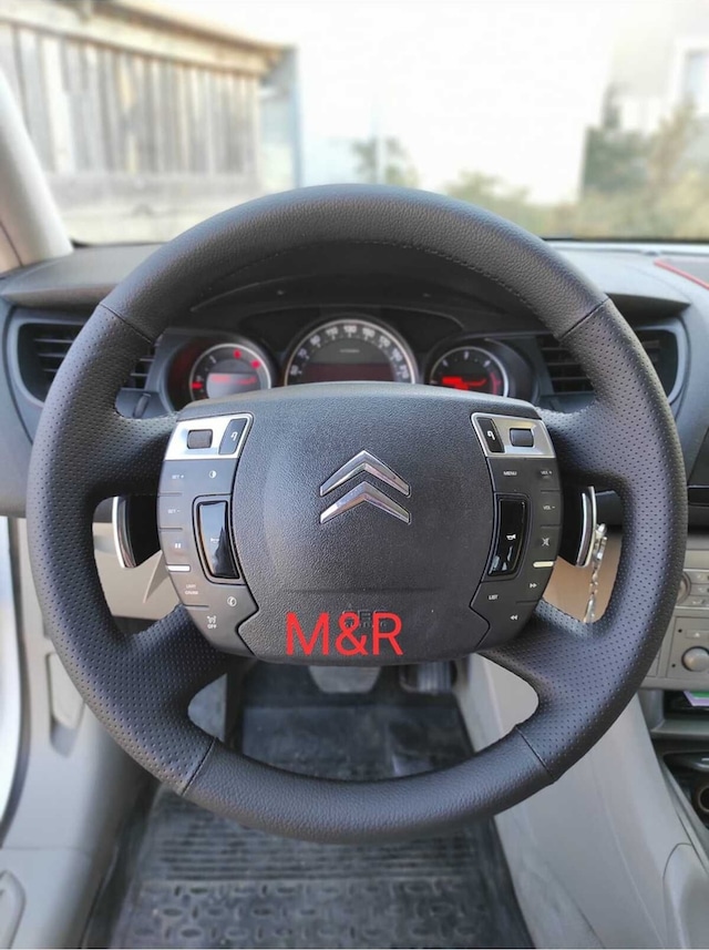 Citroen C5 Kaplama Deri Direksiyon Kılıfı Siyah