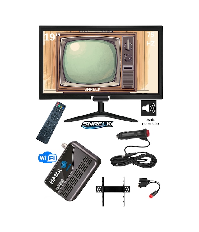 Snrelk 12v Karavan Tekne Yat Araç Uyumlu 49 Ekran Çanaklı-çanaksız Wifi Uydu Alıcılı Full Set Monitör Tv